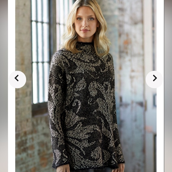 Peruvian Connection Sweater Medium Tunic Blackwork Alpaca Cotton Gray - Picture 1 of 11